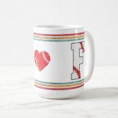Vintage Retro Baseball Letter F Distressed コーヒーマグカップ (正面右)