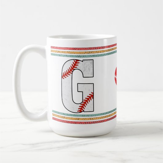 Vintage Retro Baseball Letter G Old School コーヒーマグカップ (左)