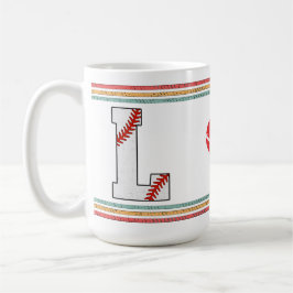 Vintage Retro Baseball Letter L Artwork コーヒーマグカップ