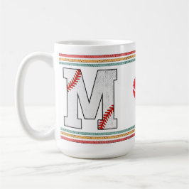 Vintage Retro Baseball Letter M Typography コーヒーマグカップ