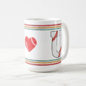 Vintage Retro Baseball Letter U Artwork コーヒーマグカップ (正面右)