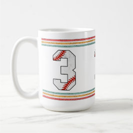 Vintage Retro Baseball Number 3 Typography コーヒーマグカップ