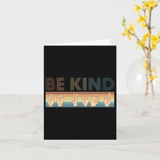 Vintage Retro Be Kind Deaf  カード (黄色い花)