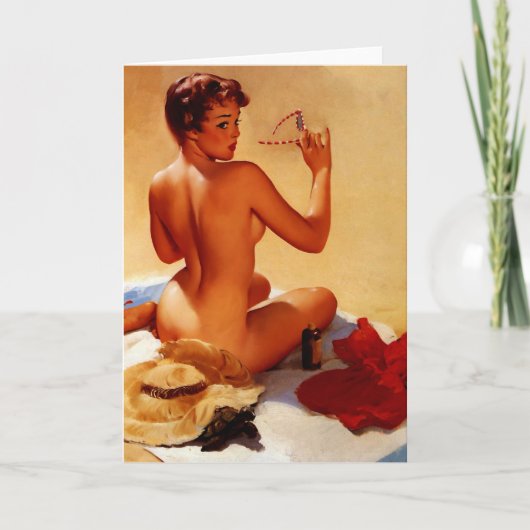 Vintage Retro Beach Summer Pinup Girl カード (正面)