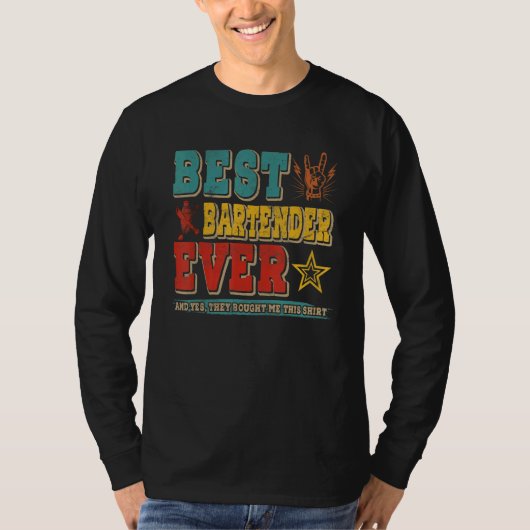 Vintage Retro Best Bartender Ever Proud Bartender  Tシャツ (正面)