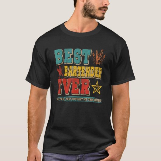 Vintage Retro Best Bartender Ever Proud Bartender  Tシャツ (正面)