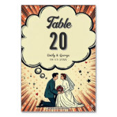 Vintage Retro Bride & Groom Pop Art Comic Wedding テーブルナンバー (正面)