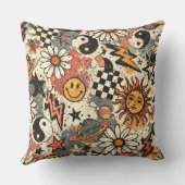 Vintage Retro Celestial Grunge Pattern クッション (裏面)