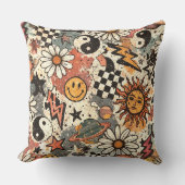 Vintage Retro Celestial Grunge Pattern クッション (正面)