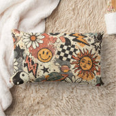 Vintage Retro Celestial Grunge Pattern ランバークッション (ブランケット)