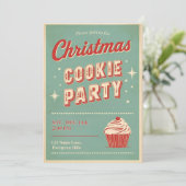 Vintage Retro Christmas Cookie Party  招待状 (スタンド正面)