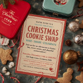 Vintage Retro Christmas Cookie Swap 招待状