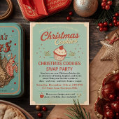 Vintage Retro Christmas Cookies Swap 招待状