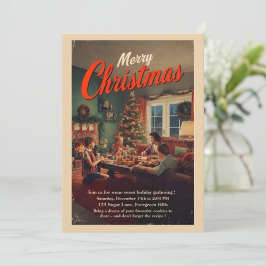 Vintage Retro Christmas Party 招待状 (スタンド正面)