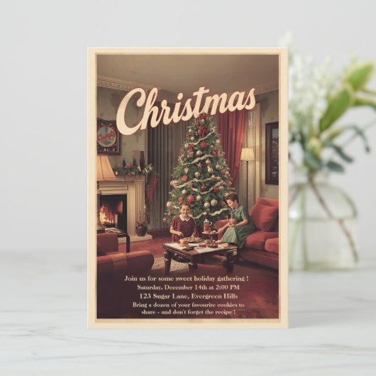 Vintage Retro Christmas Party 招待状 (スタンド正面)