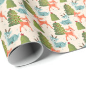 Vintage Retro Christmas Reindeer ラッピングペーパー (ロールコーナー)