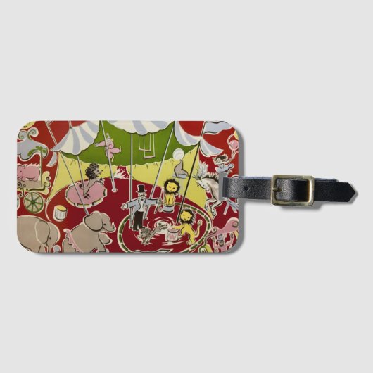 Vintage Retro Circus Animals Ring Theme ラゲッジタグ (正面横)