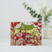 Vintage Retro Circus Animals Ring Theme Postcard ポストカード (スタンド正面)