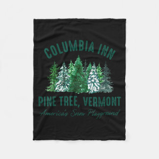 Vintage Retro Columbia Inn Ne Tree Vermont Merry C フリースブランケット