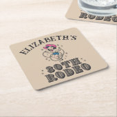 Vintage Retro Cowgirl 30th Birthday Party スクエアペーパーコースター (アングル)