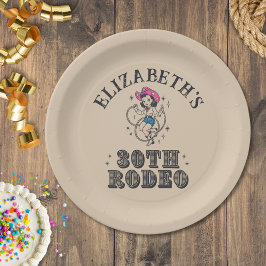Vintage Retro Cowgirl 30th Birthday Party ペーパープレート