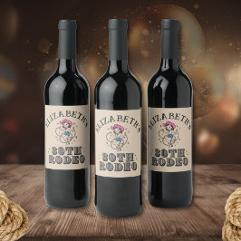 Vintage Retro Cowgirl 30th Birthday Party ワインラベル