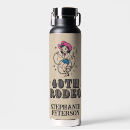 Vintage Retro Cowgirl 40th Birthday Party  ウォーターボトル
