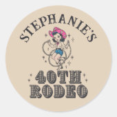 Vintage Retro Cowgirl 40th Birthday Party  ラウンドシール (正面)