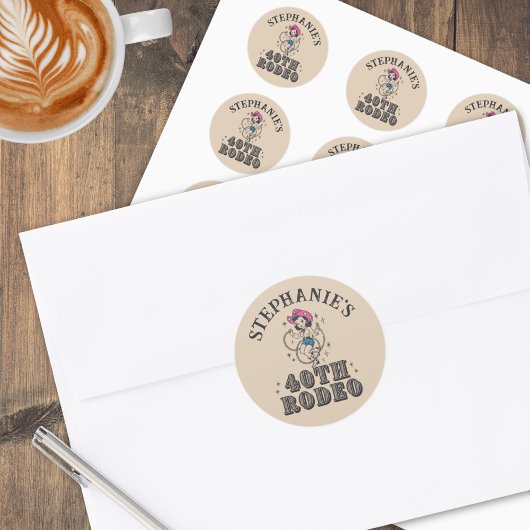 Vintage Retro Cowgirl 40th Birthday Party  ラウンドシール
