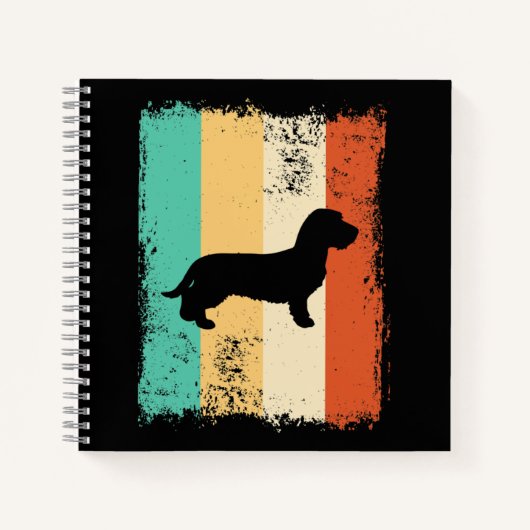 Vintage Retro Dachshund Wirehaired ノートブック (正面)