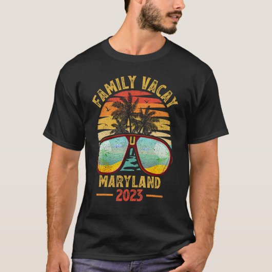 Vintage Retro Family Vacay 2023 Maryland Beach Tシャツ (正面)