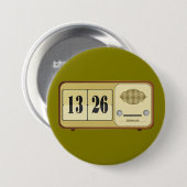 Vintage Retro Flip Clock Radio 缶バッジ (正面&裏面)