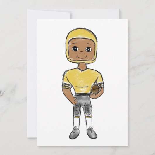 vintage retro football player black yellow simple 招待状 (正面)