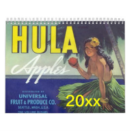 Vintage Retro Fruit Vegetables Crate Label Ads   カレンダー
