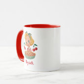 Vintage Retro Girl Cherry Pie Mug マグカップ (正面左)
