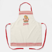 Vintage Retro Girl Red Cherry Pie Gingham エプロン (正面)