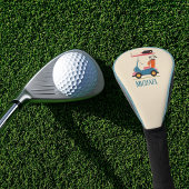 Vintage Retro Golf Cart Cute Blue Monogrammed ゴルフタオル