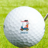 Vintage Retro Golf Cart Cute Blue Monogrammed ゴルフヘッドカバー