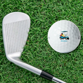 Vintage Retro Golf Cart Cute Blue Monogrammed ゴルフボール