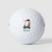 Vintage Retro Golf Cart Cute Blue Monogrammed  ゴルフボール (正面)