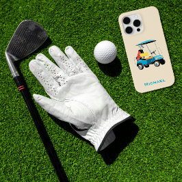 Vintage Retro Golf Cart Cute Blue Monogrammed iPhone 15 Pro Maxケース