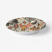 Vintage Retro Grunge: Celestial Sun, Daisy, Smiley ペーパーボウル (傾斜あり)