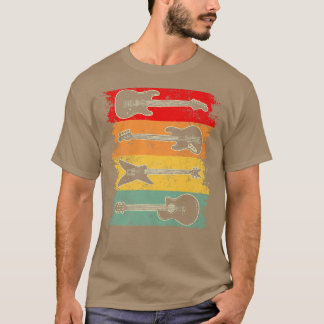 Vintage Retro Instrument Musical Men Women Guitar Tシャツ