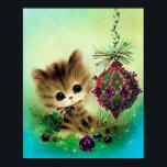 Vintage retro kitty Christmas bulb poster ポスター<br><div class="desc">design by www.etsy.com/Shop/VanityFlairDesign</div>