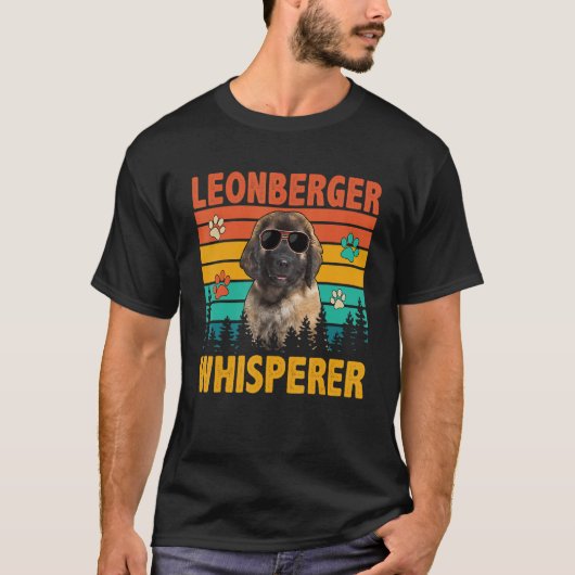 Vintage Retro Leonberger Whisperer Dog Sunglasses Tシャツ (正面)