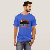Vintage Retro Michigan Skyline Tシャツ (正面フル)
