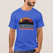 Vintage Retro Michigan Skyline Tシャツ (正面)