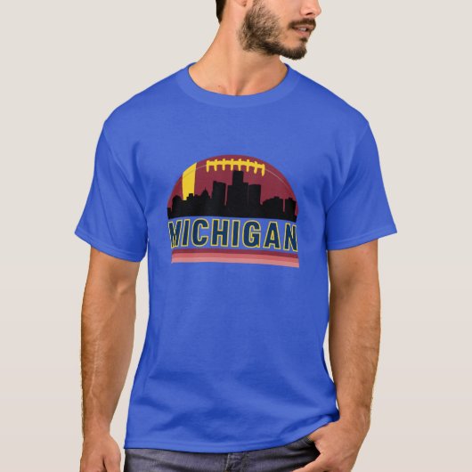 Vintage Retro Michigan Skyline Tシャツ (正面)