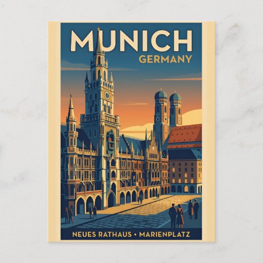 Vintage Retro Munich Germany Bavarian Art Postcard ポストカード (正面)
