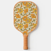 Vintage Retro Orange Floral Pattern ピックルボールラケット (正面)